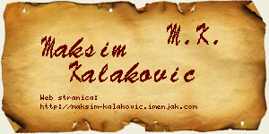 Maksim Kalaković vizit kartica
